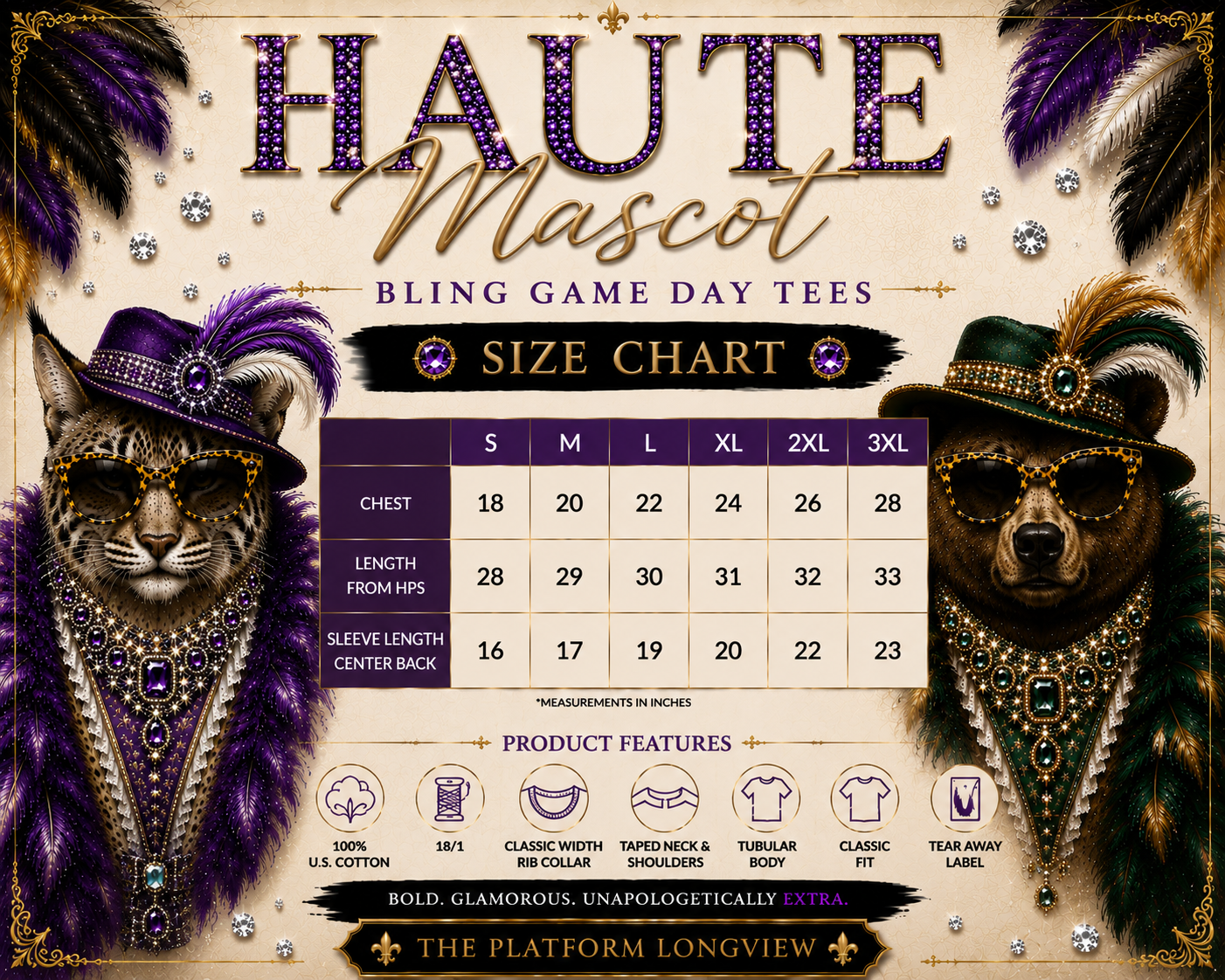 Haute Mascot Bling Game Day Tee